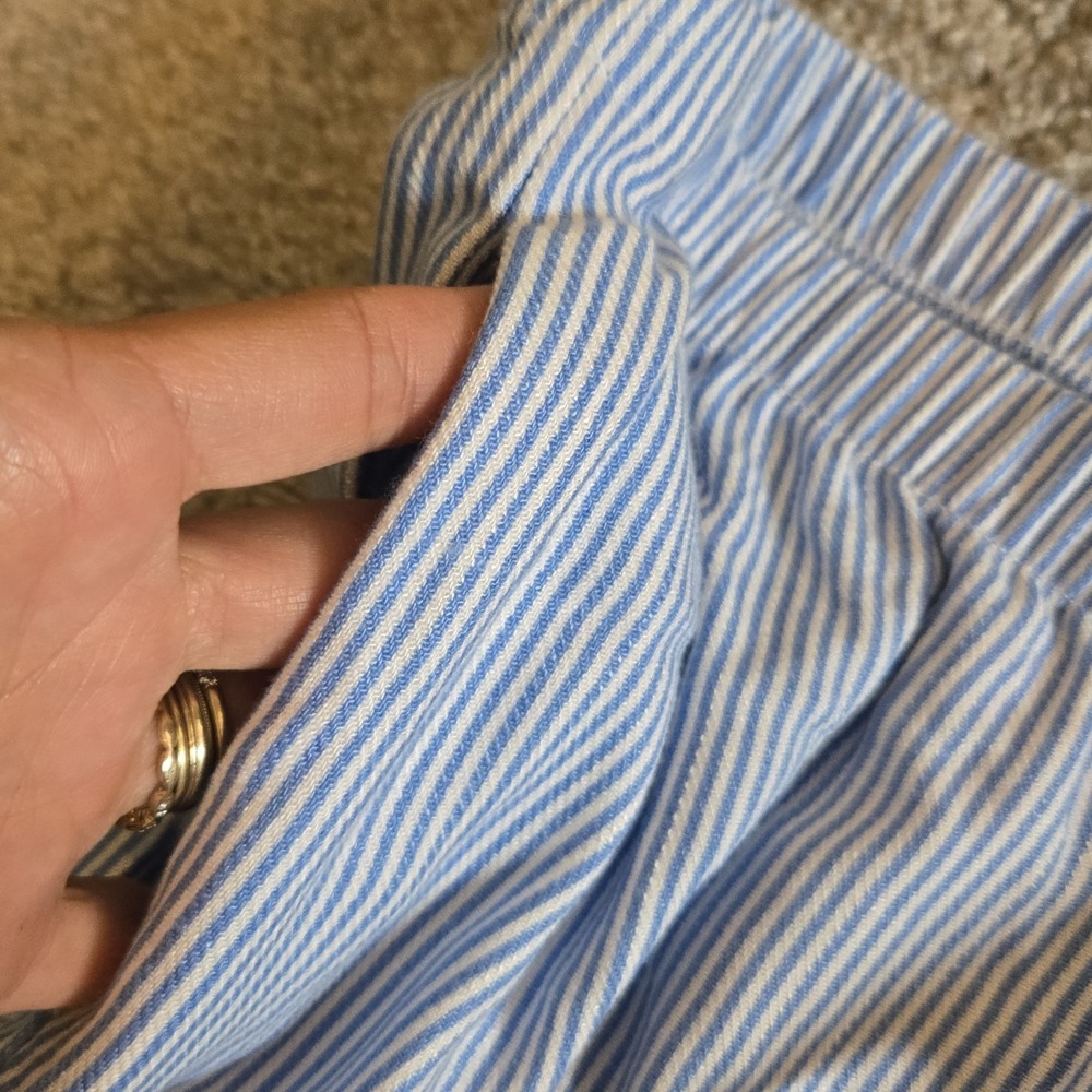 Womens Sz L Large Blue White Striped Nautical Pants Pockets Side Tie Wide Leg - Picture 8 of 11